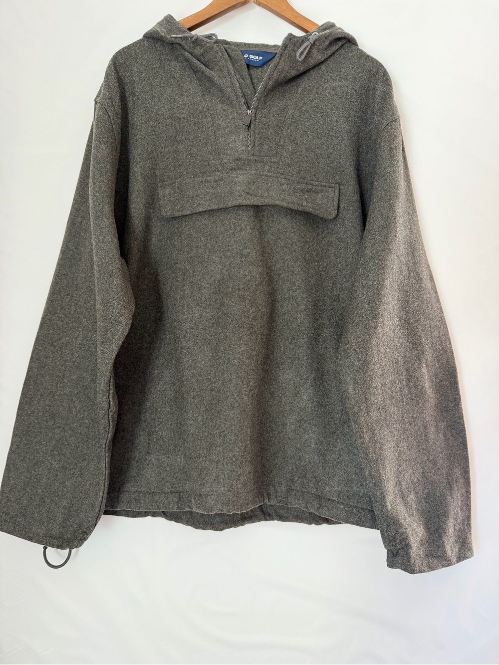 Polo by Ralph Lauren Olive Green Half-Zip Hooded Pullover and 100% wool